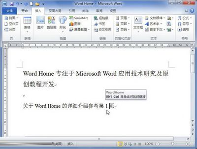 Word2010中书签的交叉引用该怎么设置?