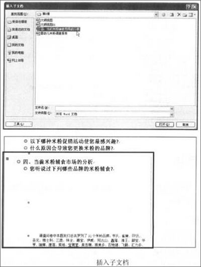 word 2007中如何插入一个子文档