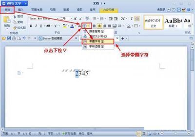金山wps输入带圈文字与数字的方法