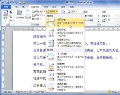 word2010:插入分页符的小方法