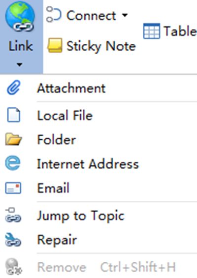 MindMapper怎么鉴别超链接和附件