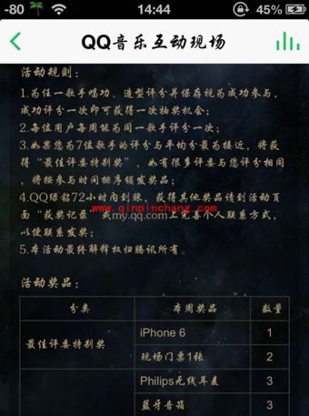 QQ音乐参与我是歌手打分并赢大奖的活动