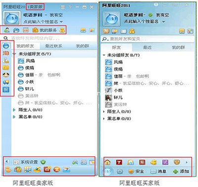 阿里旺旺买家版和阿里旺旺卖家版有什么不同?