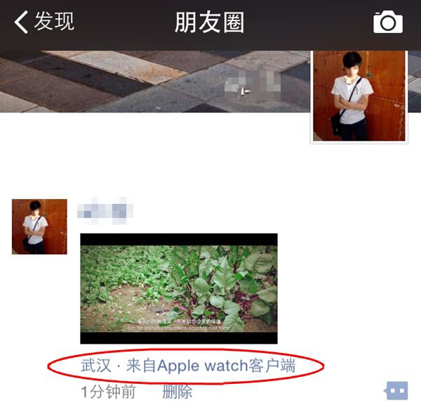 微信如何显示来自Apple watch客户端