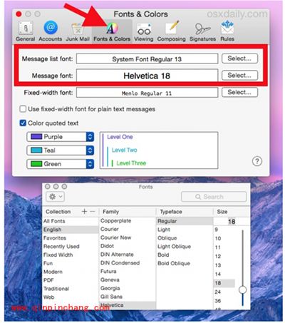 Mac邮件字体大小怎么改