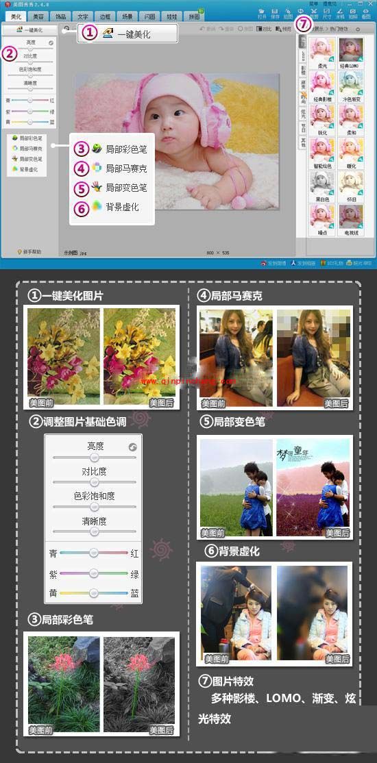 美图秀秀：美化功能的各种效果