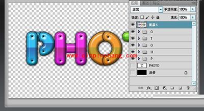 PS制作多彩文字拼接效果的方法