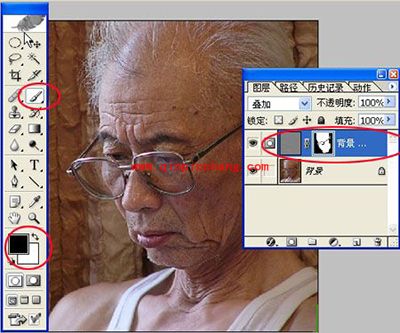 PhotoShop教程：将老人图片由模糊变清晰的方法
