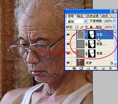 PhotoShop教程：将老人图片由模糊变清晰的方法