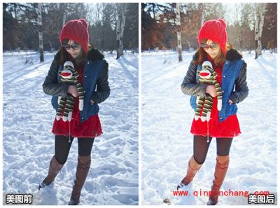 美图秀秀特效调色,让雪景照瞬间重焕光彩