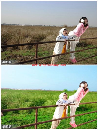 美图秀秀局部变色笔,枯草也能变翠绿