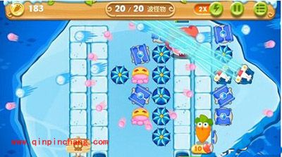 保卫萝卜2冰岛主题第132关的通关方法