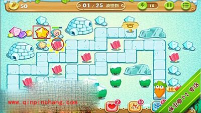 保卫萝卜2极地主题第6关炮塔布阵图