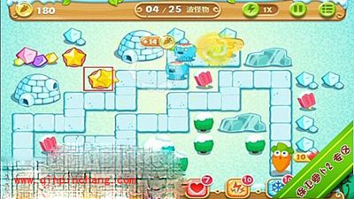 保卫萝卜2极地主题第6关炮塔布阵图