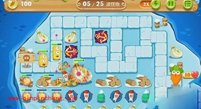 保卫萝卜2冰岛主题第119关通关攻略