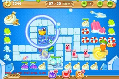 保卫萝卜2第44关的炮塔布阵图