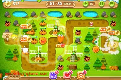 保卫萝卜2第22关炮塔布阵图