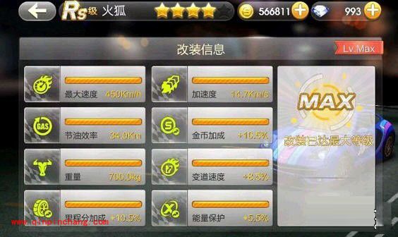 天天飞车Rs车满级属性对比:火狐VS凌云