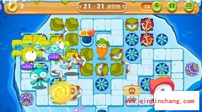 保卫萝卜2冰岛主题第134关的通关步骤