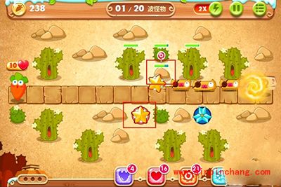 保卫萝卜2第71关炮塔布局图解