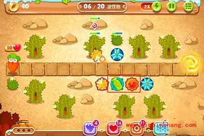 保卫萝卜2第71关炮塔布局图解