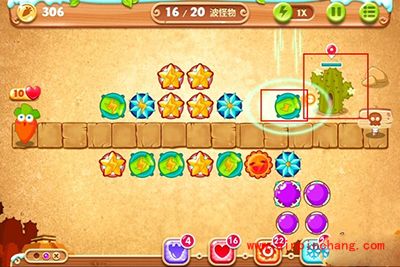 保卫萝卜2第71关炮塔布局图解