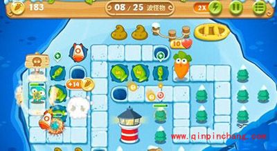 保卫萝卜2冰岛主题第129关通关技巧