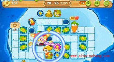 保卫萝卜2冰岛主题第129关通关技巧