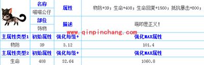 天天传奇喵喵公仔属性解析