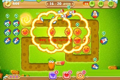 保卫萝卜2第19关炮塔布阵图