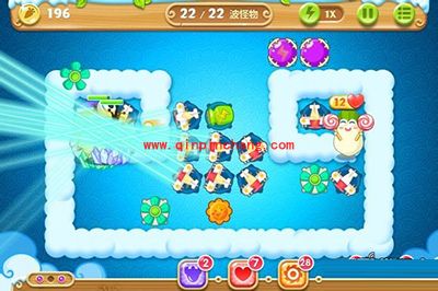 保卫萝卜2第55关炮塔布阵图