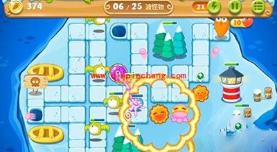 保卫萝卜2冰岛主题124关的通关攻略