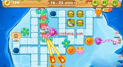 保卫萝卜2冰岛主题124关的通关攻略