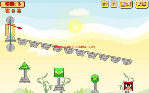 愤怒的小鸟各关卡挤兑绿猪的攻略