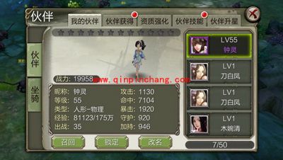 《天龙八部3D》伙伴系统介绍