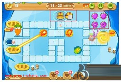 保卫萝卜2浮冰主题第102关过关技巧