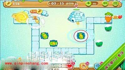保卫萝卜2极地主题第1关通关攻略