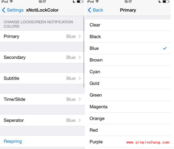 iOS7.1.2新插件xNotiLockColor:多变的通知颜色