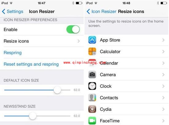 iOS7.1.2破###解插件推荐:Icon Resizer桌面图标调整
