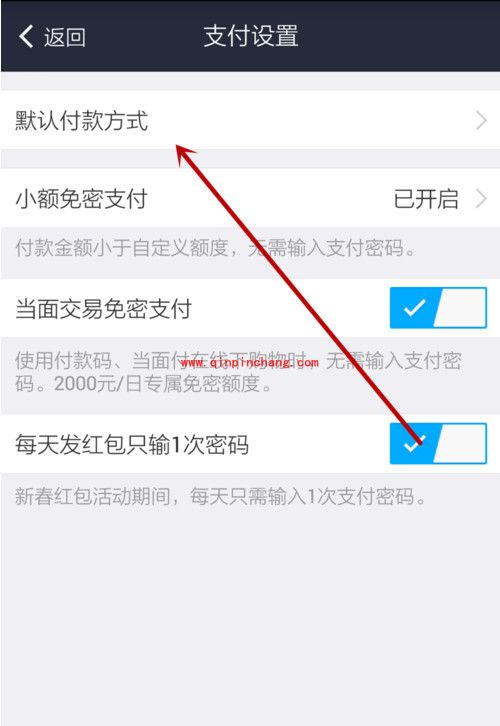 支付宝钱包设置默认支付方式教程