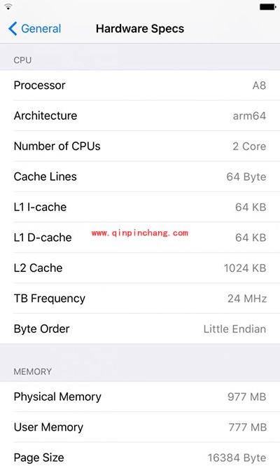 iPhone6s破###解后查看硬件规格方法