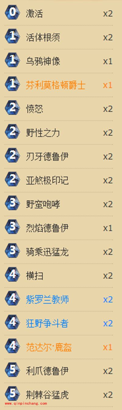 炉石传说欧服传说前二十卡组 野兽德卡组分享