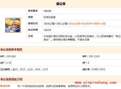 大话西游手游攻略:垂云叟属性一览