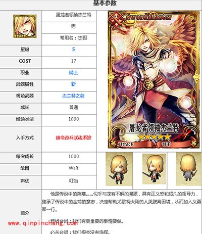 锁链战记攻略:屠龙者领袖杰兰特属性一览