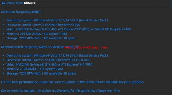 守望先锋最低配置介绍