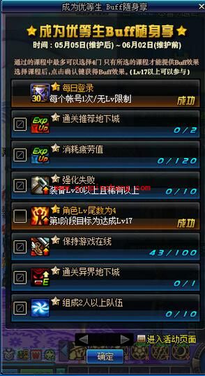 DNF优等生Buff活动玩法介绍 优等生Buff怎么玩