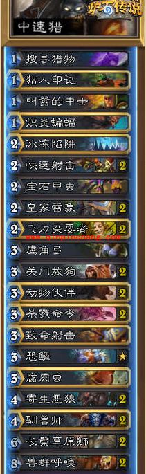 炉石传说标准模式恐鳞中速猎卡组搭配攻略