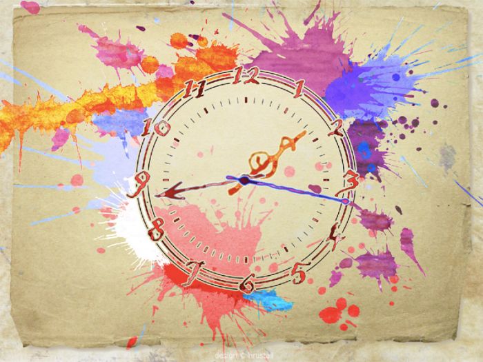 Water Color Clock ScreenSaver 3.1