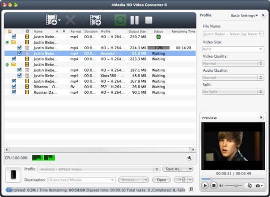 4Media HD Video Converter for Mac 5.0.7