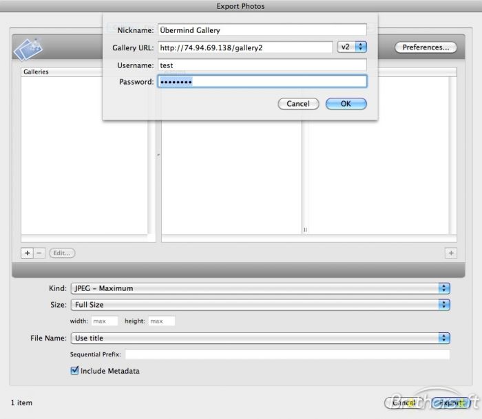 GalleryExport for iPhoto 1.1.1